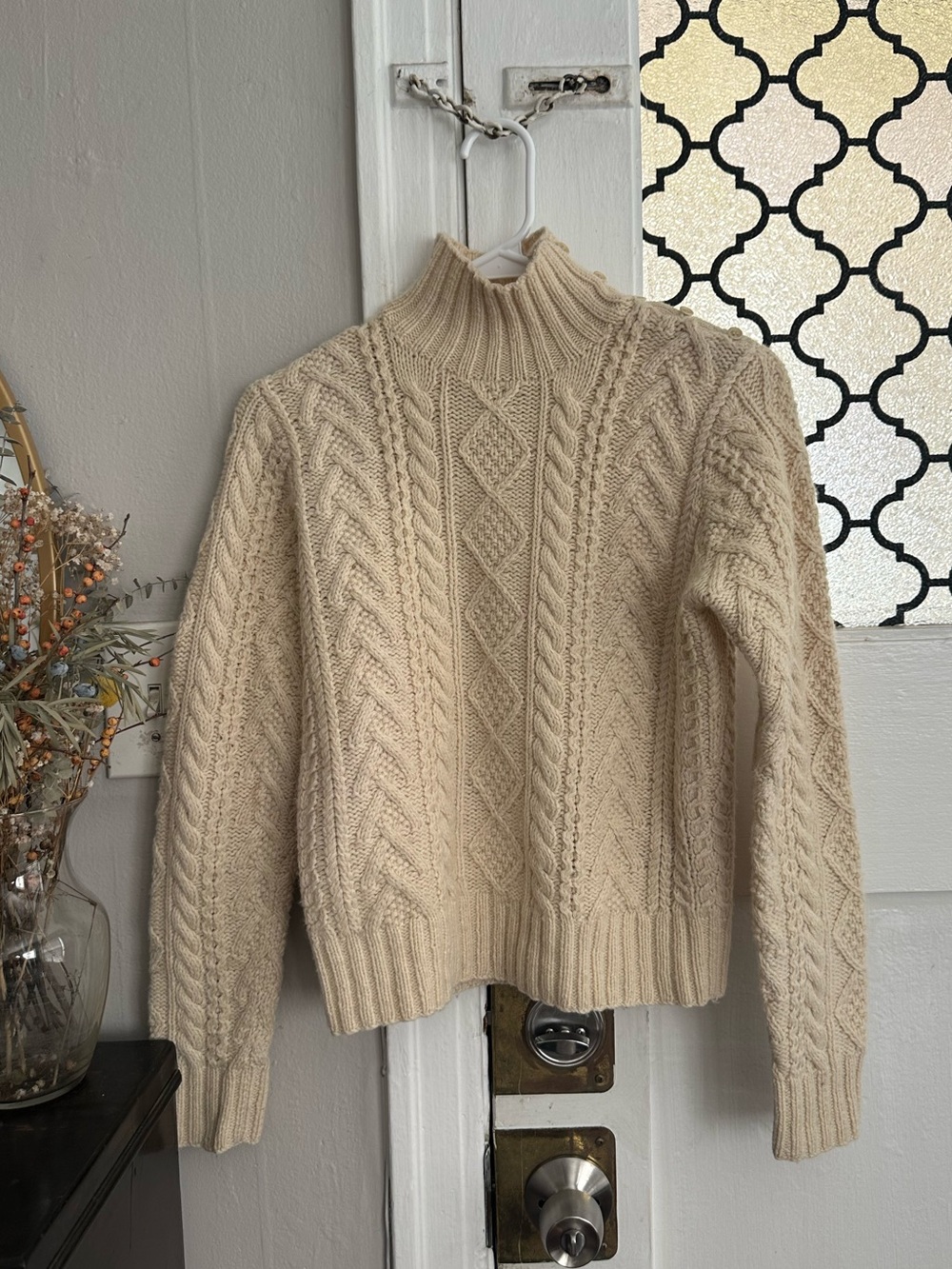 Ralph Lauren Cream Cable Knit Turtleneck Sweater